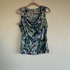 Kasper Seperates Women's Flower Print Tank Sleeveless Top Blouse Sz Sm Multi